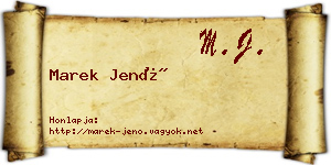 Marek Jenő névjegykártya